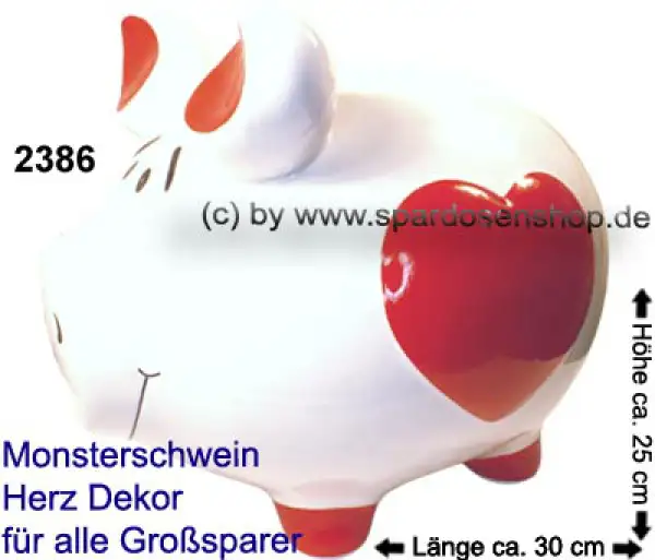 KCG riesengroßes Sparschwein 3D Design „Herz Dekor“ Monster A KCG riesengroßes Sparschwein 3D Design „Herz Dekor“ Monster A